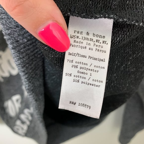 Rag & Bone Gray Graffiti Raglan Sweatshirt Medium - Picture 6 of 8